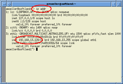 Anschließend wird über die Console der Befehl ip addr eingegeben, und man erhält die lokale IP-Adresse des virtuellen Linux-Systems. Jetzt kann man mit WinSCP, zu finden auf http://winscp.
