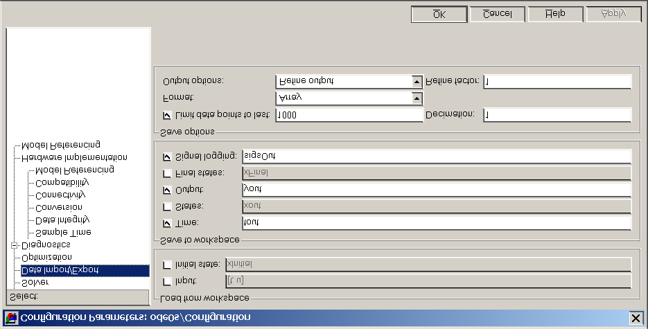 Simulink 7 9 Simulationparameter Vor dem Start einer Simulation ollten die Simulationparameter über da Menü Simulation in der Dialogbox Configuration Parameter fetgelegt werden.