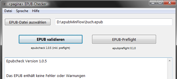 EPUB-Aufbau (14) Tests EpubCheck Testet Integrität und Standardkonformität Aufruf: java -jar "X:\Pfad_zu\epubcheck-1.0.5.jar" buch.