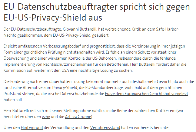 EU-US-Privacy Shield - Kritik Quelle: https://secure.edps.europa.