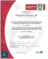 Standards im Trainingsbetrieb Über 90% aller von OffTEC verliehenen Zertifikate sind BG- oder GWO-Zertifikate Der durchschnittliche