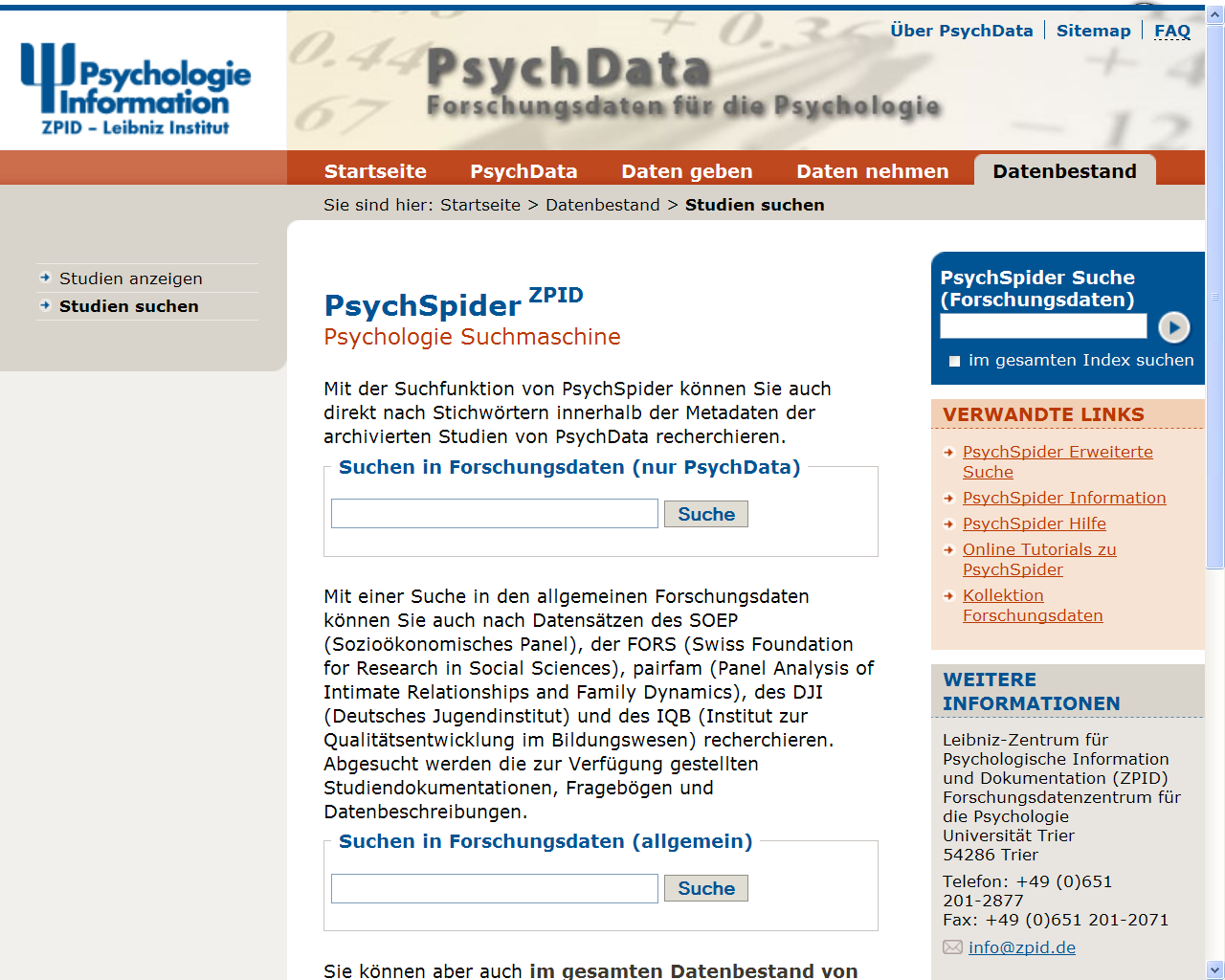 PsychSpider-Suche