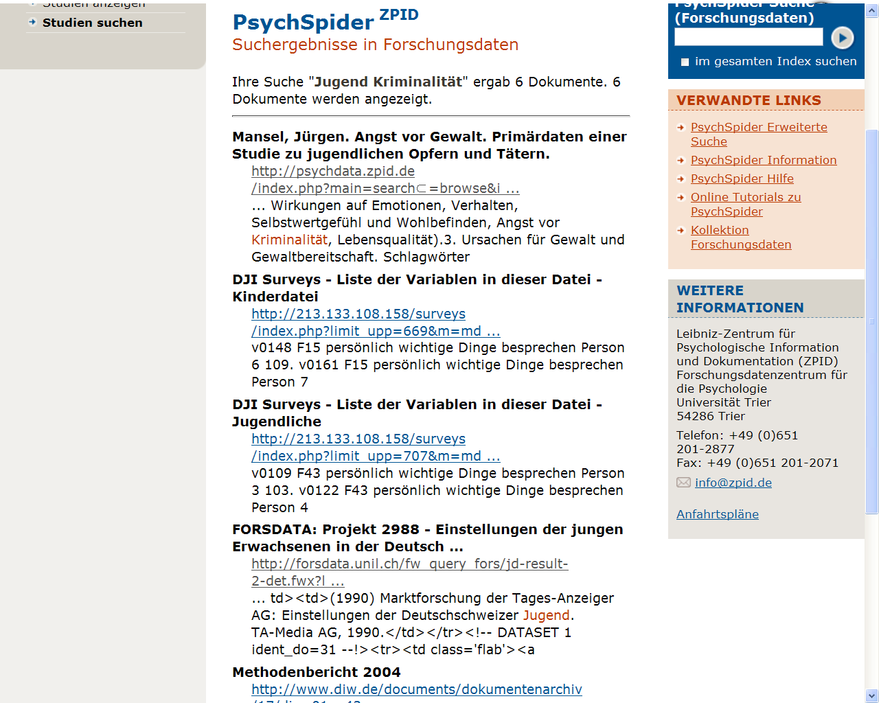 PsychSpider-Suche