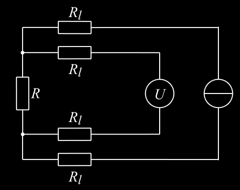 Dabei ist der Referenzwiderstand R 1 bekannt und durch das Potentiometer werden zwei weitere (veränderbare) Widerstände (R 2, R 3 ) realisiert.
