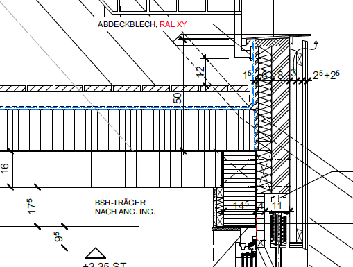 Beispiel 1: Umbau/Erweiterung EFH Flachdachaufbau bestehend aus: - Vollholzdecke (fertige
