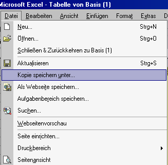 Excel XXL-Schnittstelle (Export / Tabellenkalkulation) 1. Export Tabellenkalkulation 2. Nur die Grundtabelle 3.