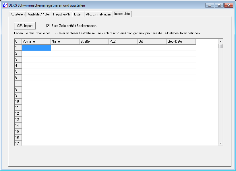 Was ist neu? Es ist nun möglich, eine CSV-Datei zu importieren, um die Teilnehmerliste eines ganzen Kurses bequem auszudrucken.