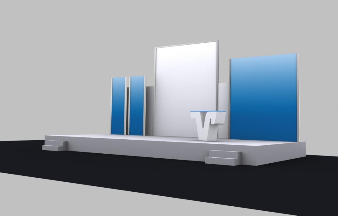Beispiel 3, mittelgroße Bühne: Für eine Bühne mit 10,0 m x 5,0 m 6 versetzte, individuell