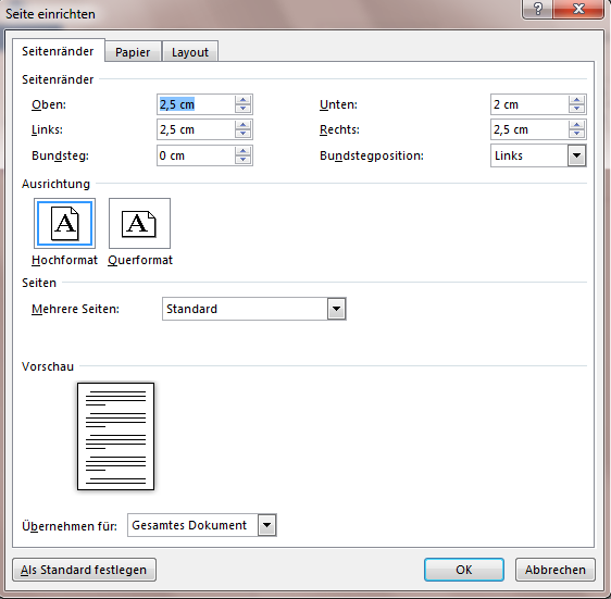 Interface bezeichnet die Benutzeroberfläche, also wie Word bei Ihnen auf dem Computer dargestellt wird. 2. EINRICHTEN DES INTERFACE 1.