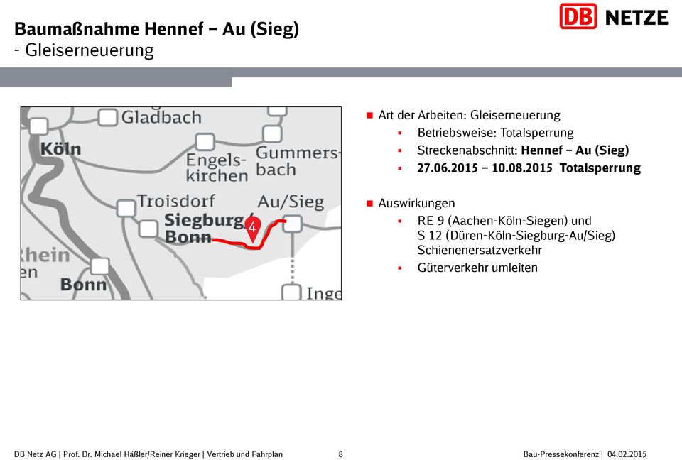 015 Totalsperrung Auswirkungen RE 9 (Aachen-Köln-Siegen) und S 1