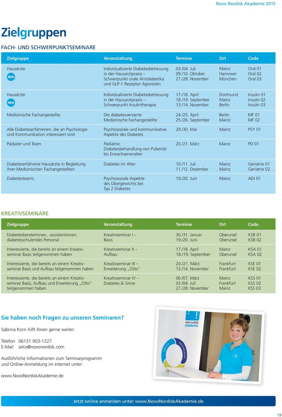 November Mainz Hannover München Oral 01 Oral 02 Oral 03 Hausärzte Individualisierte Diabetesbetreuung in der Hausarztpraxis Schwerpunkt Insulintherapie 17./18. April 18./19. September 13./14.