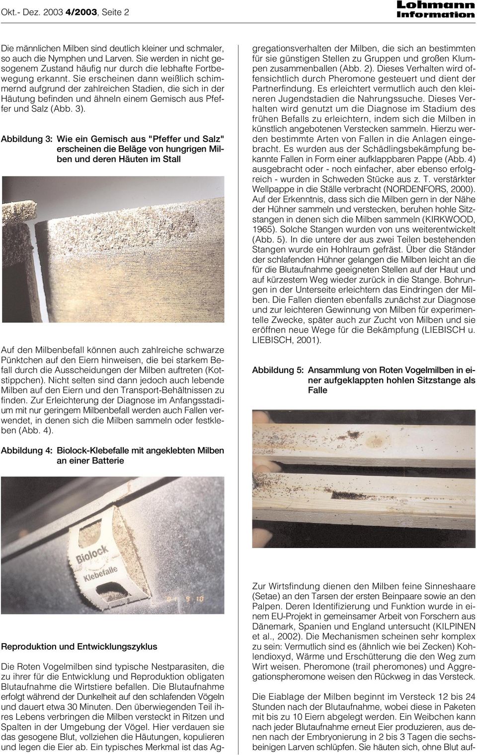 Sie erscheinen dann weißlich schimmernd aufgrund der zahlreichen Stadien, die sich in der Häutung befinden und ähneln einem Gemisch aus Pfeffer und Salz (Abb. 3).