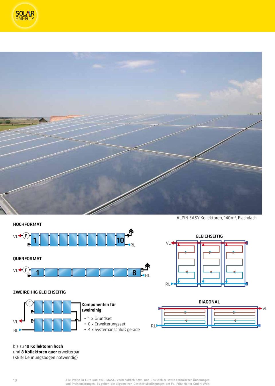 und 8 Kollektoren quer erweiterbar (KEIN Dehnungsbogen notwendig) 10 Alle Preise in Euro und exkl. MwSt.