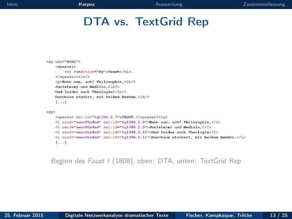 oben: DTA, unten: TextGrid Rep 25.