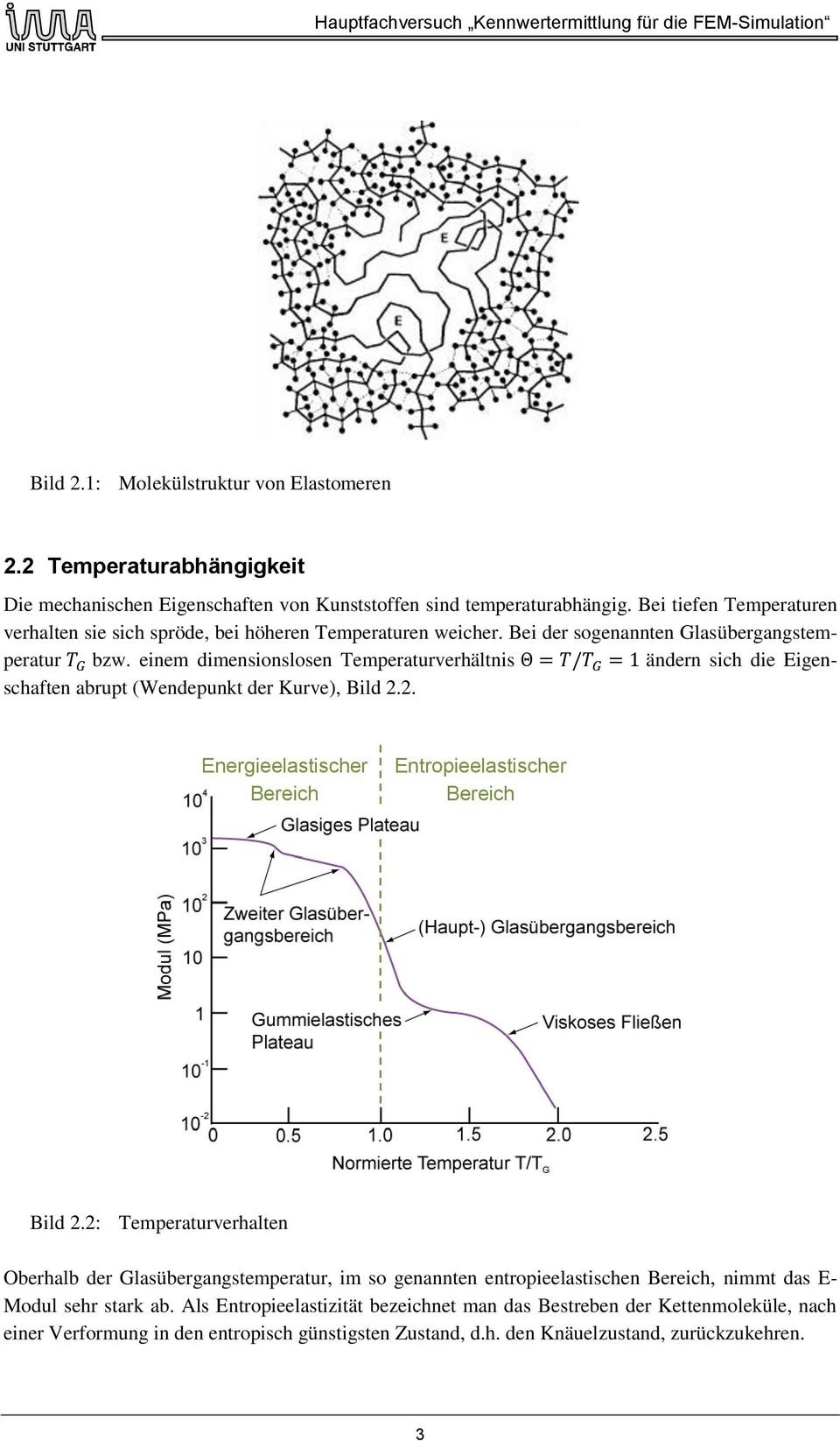 einem dimensionslosen Temperaturverhältnis ändern sich die Eigenschaften abrupt (Wendepunkt der Kurve), Bild 2.2. Energieelastischer Bereich Entropieelastischer Bereich Bild 2.