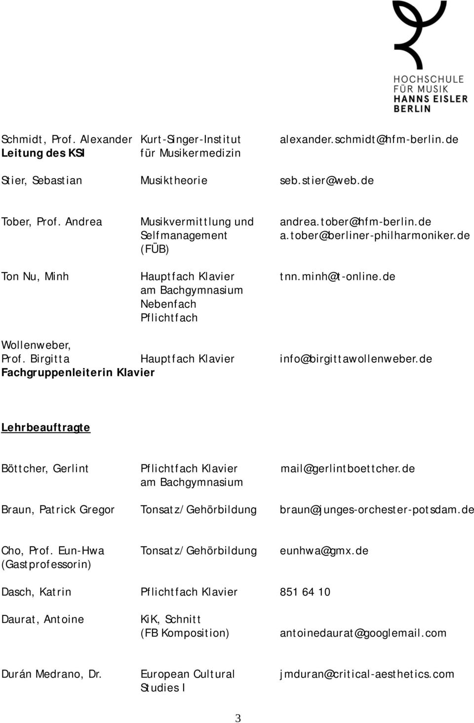 de Nebenfach Pflichtfach Wollenweber, Prof. Birgitta Hauptfach Klavier info@birgittawollenweber.