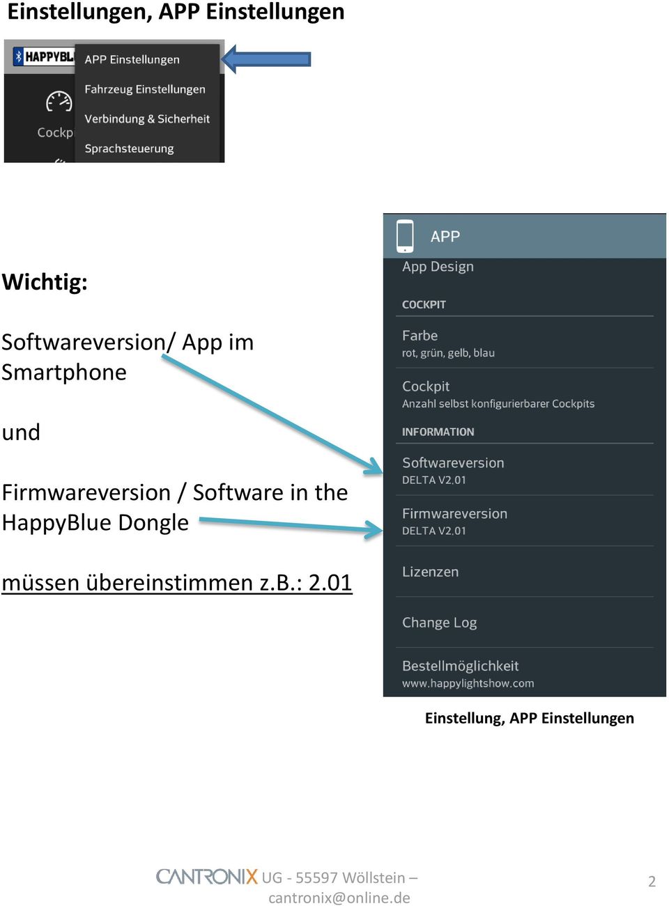 Firmwareversion / Software in the HappyBlue