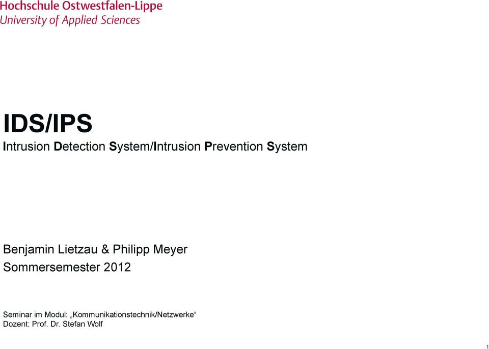 Meyer Sommersemester 2012 Seminar im Modul: