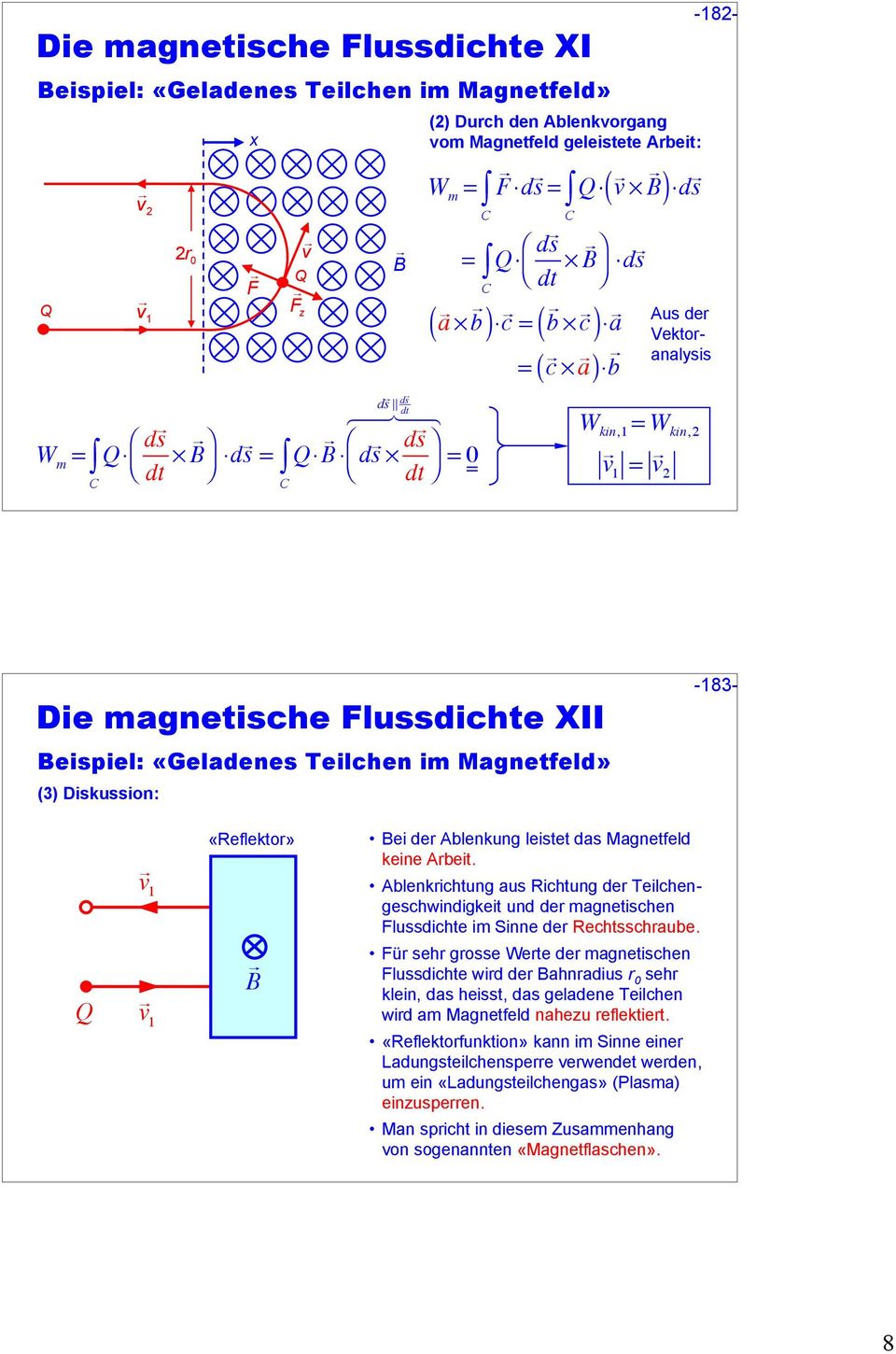 Magnetfeld» (3) Dskusson: -183- Q v 1 v 1 «Reflektor» e der Ablenkung lestet das Magnetfeld kene Arbet.