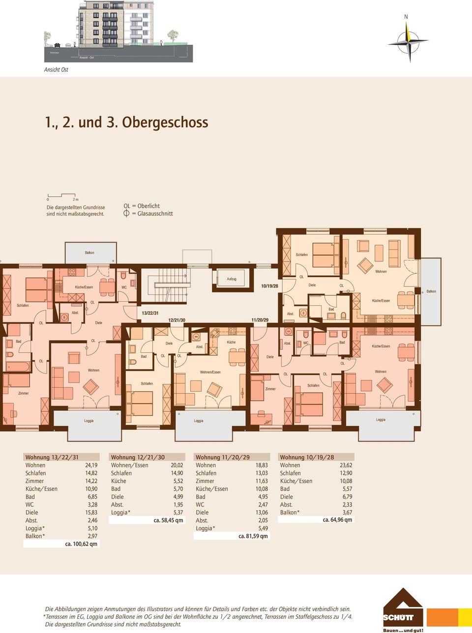 100,62 qm Wohnung 12/21/30 /Essen 20,02 14,90 Küche 5,52 5,70 4,99 1,95 * 5,37 ca. 58,45 qm Wohnung 11/20/29 18,83 13,03 11,63 10,08 4,95 2,47 13,06 2,05 * 5,49 ca.