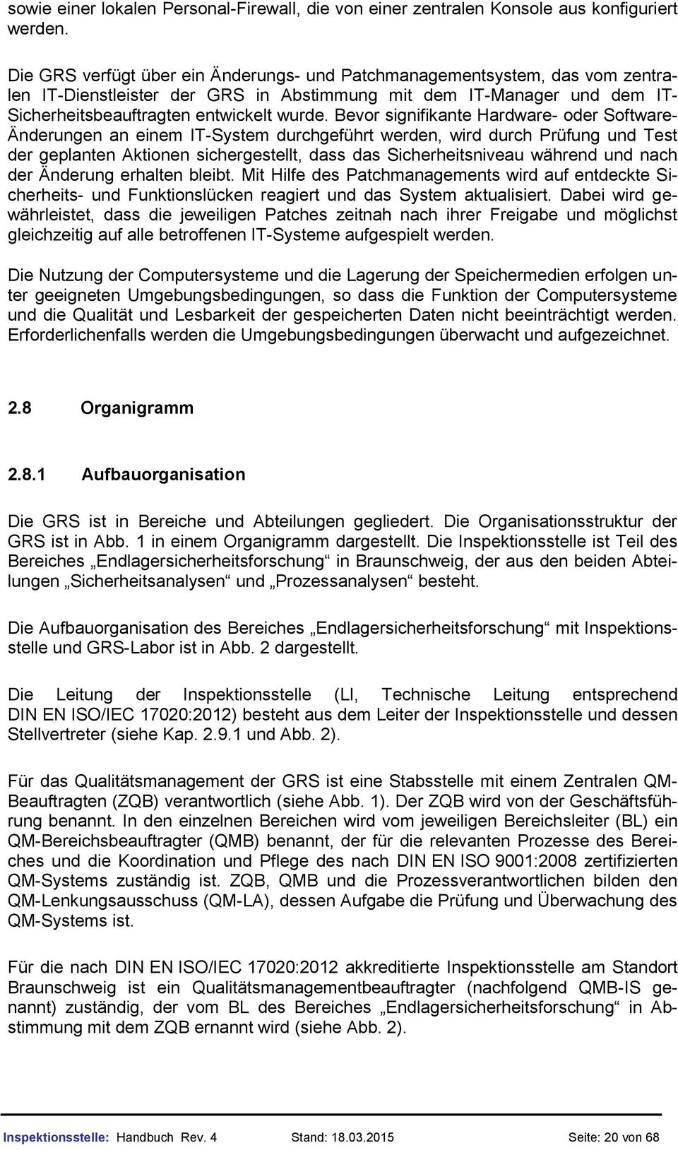 Handbuch Der Inspektionsstelle Der Grs Stand Pdf Kostenfreier Download