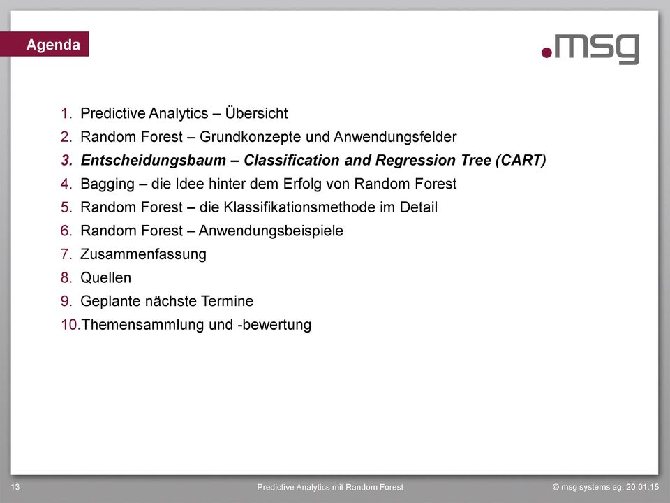 Bagging die Idee hinter dem Erfolg von Random Forest 5.