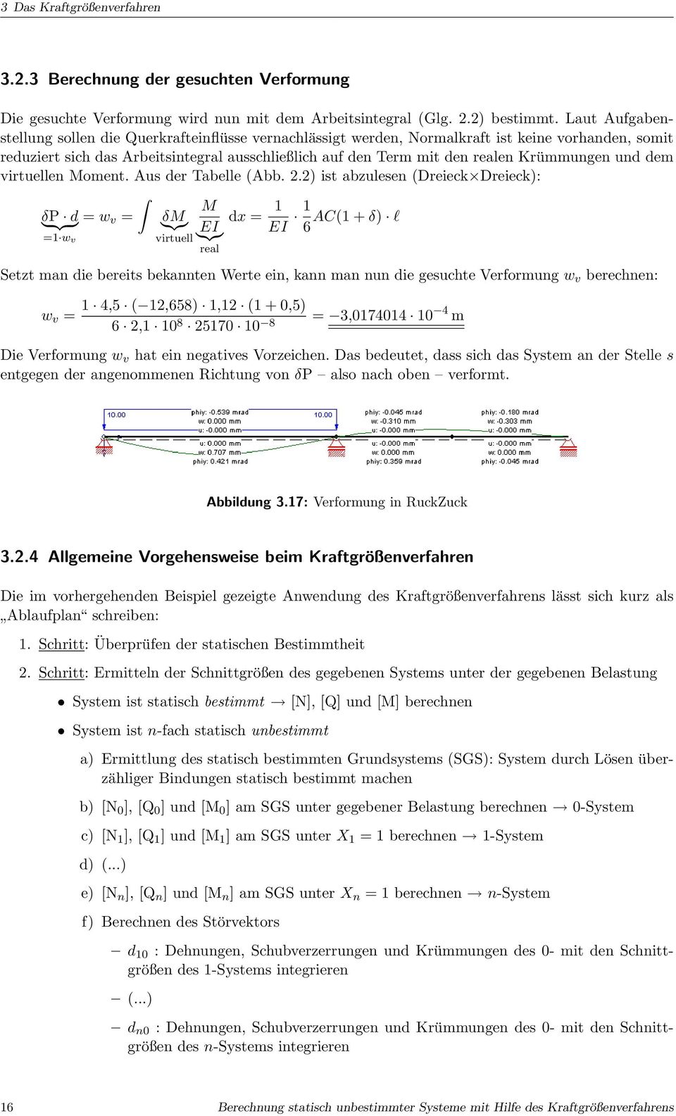 Krümmungen und dem virtuellen Moment. Aus der Tabelle (Abb. 2.