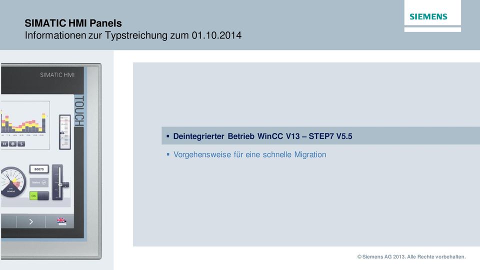 2014 Deintegrierter Betrieb WinCC V13