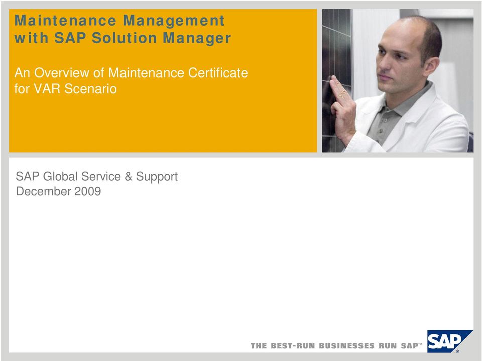 Maintenance Certificate for VAR