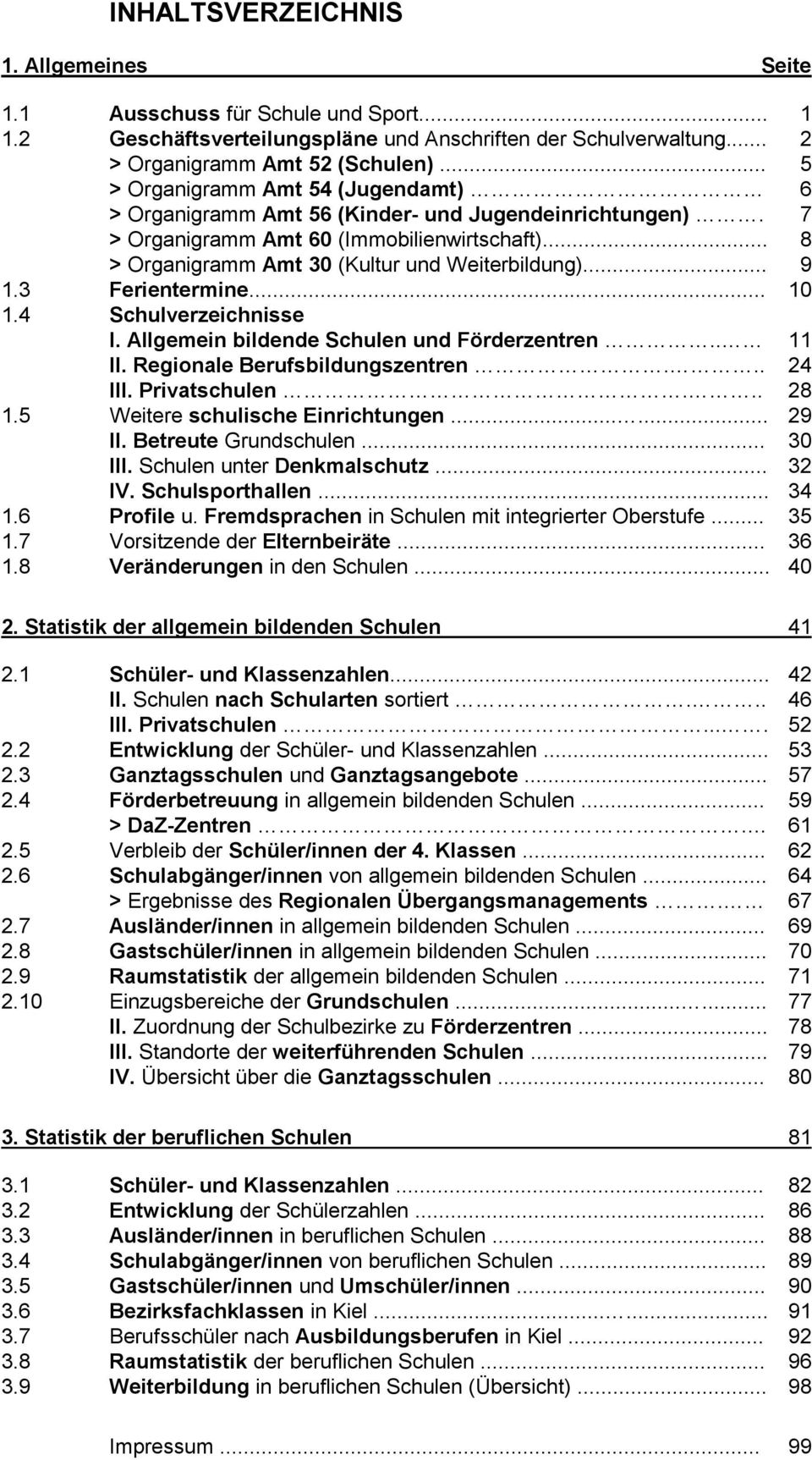 3 Ferientermine... 10 1.4 Schulverzeichnisse I. Allgemein bildende Schulen und Förderzentren.. 11 II. Regionale Berufsbildungszentren... 24 III. Privatschulen... 28 1.