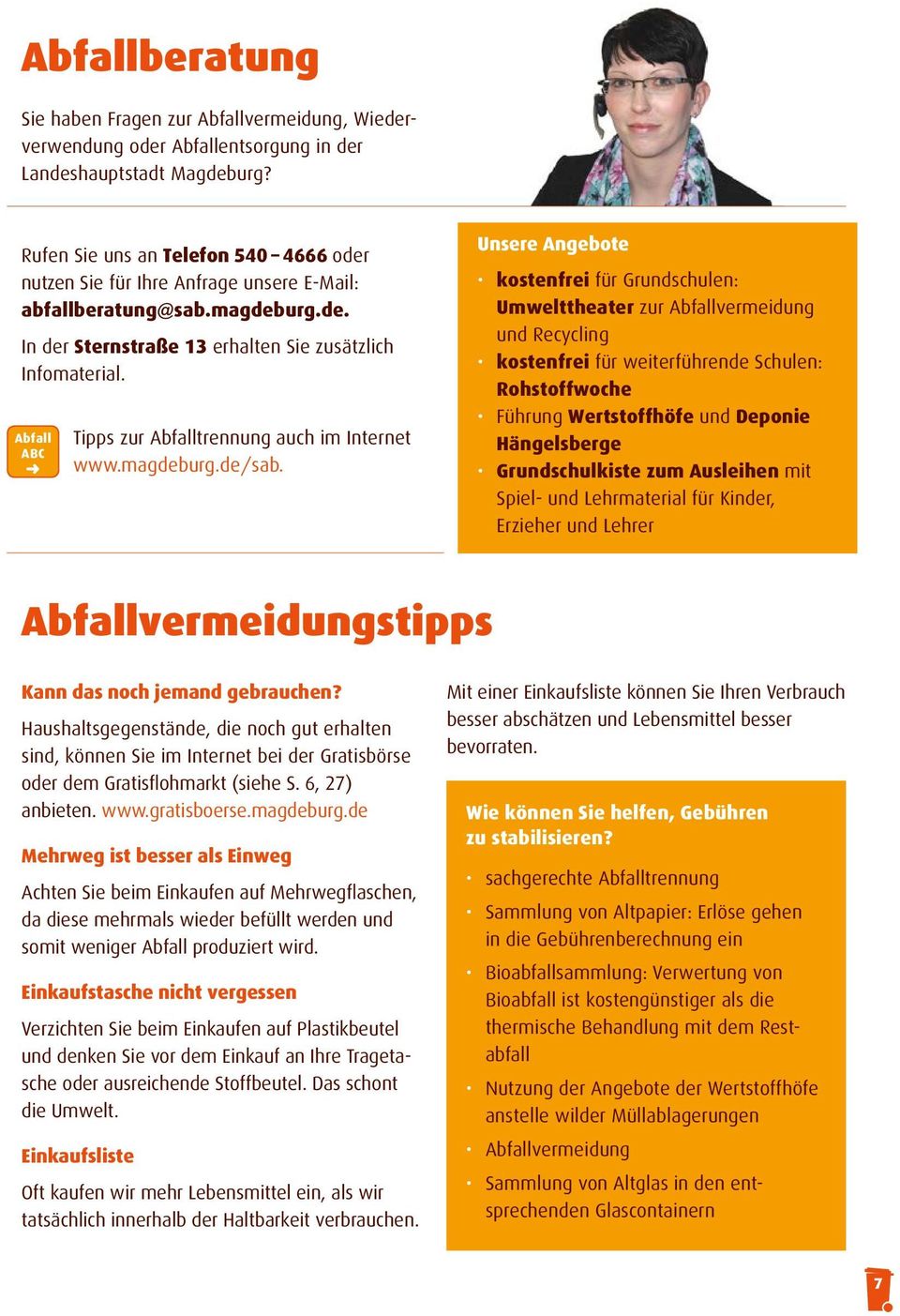 Abfall ABC Tipps zur Abfalltrennung auch im Internet www.magdeburg.de/sab.
