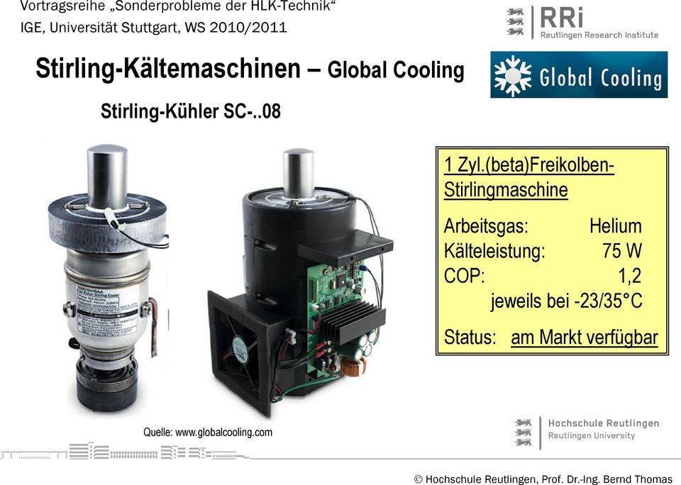 (beta)Freikolben- Stirlingmaschine Arbeitsgas: Helium