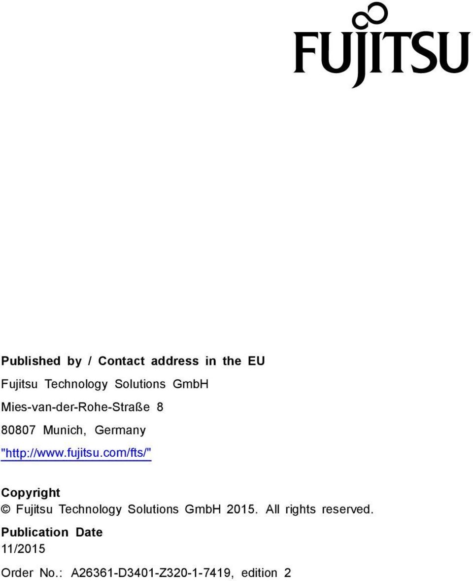com/fts/" Copyright Fujitsu Technology Solutions GmbH 2015.