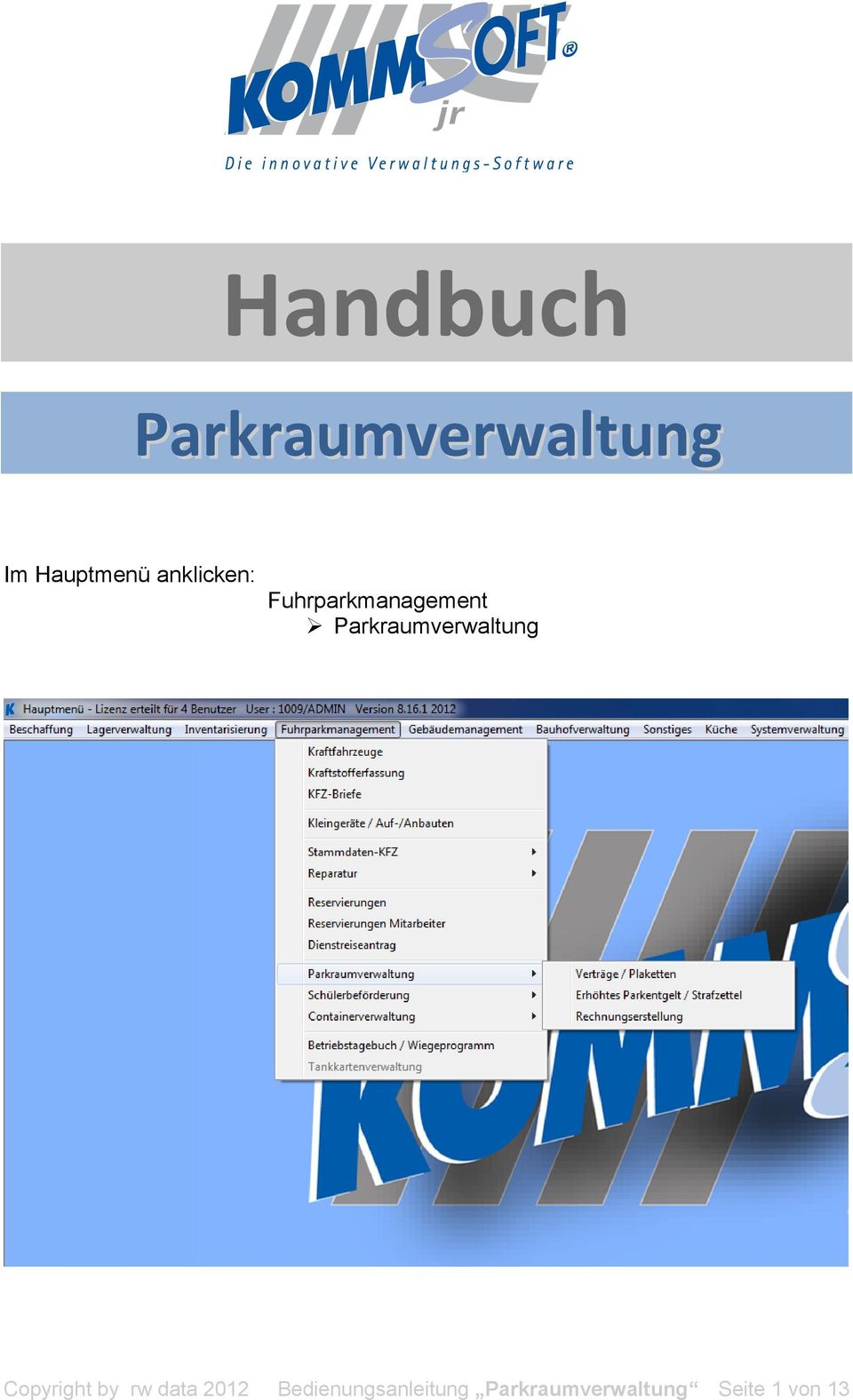 Parkraumverwaltung Copyright by rw data