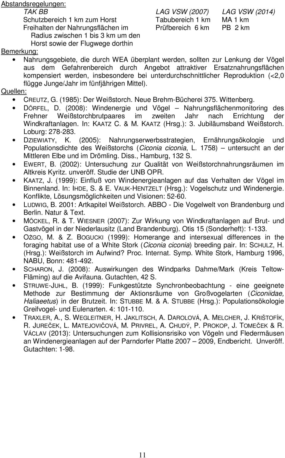 kompensiert werden, insbesondere bei unterdurchschnittlicher Reproduktion (<2,0 flügge Junge/Jahr im fünfjährigen Mittel). Quellen: CREUTZ, G. (1985): Der Weißstorch. Neue Brehm-Bücherei 375.