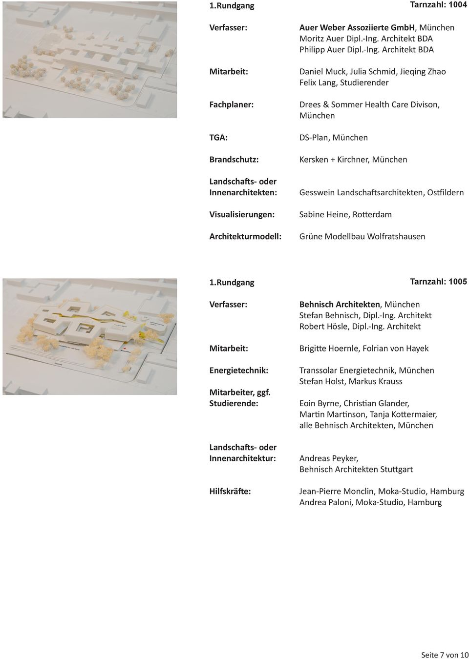 Architekt BDA Daniel Muck, Julia Schmid, Jieqing Zhao Felix Lang, Studierender Drees & Sommer Health Care Divison, München DS-Plan, München Kersken + Kirchner, München Gesswein