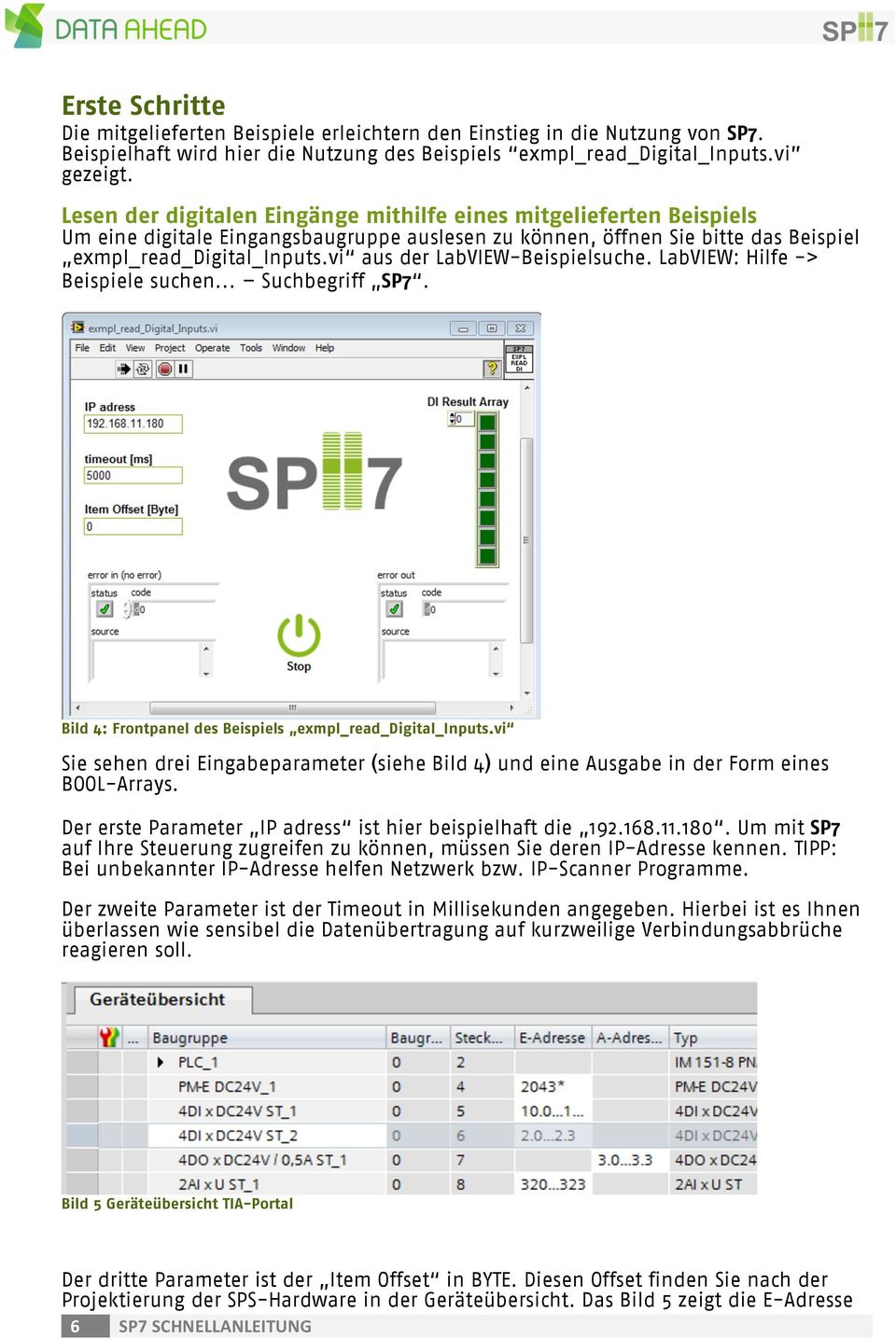 vi aus der LabVIEW-Beispielsuche. LabVIEW: Hilfe -> Beispiele suchen... Suchbegriff SP7. Bild 4: Frontpanel des Beispiels exmpl_read_digital_inputs.