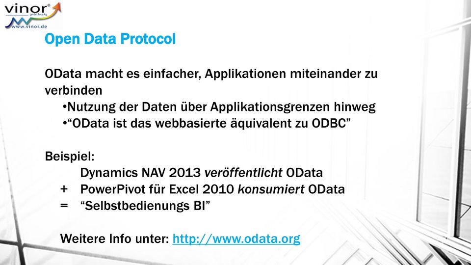 äquivalent zu ODBC Beispiel: Dynamics NAV 2013 veröffentlicht OData + PowerPivot