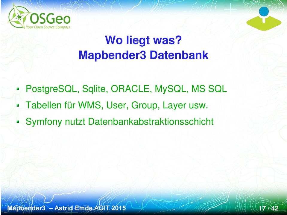 ORACLE, MySQL, MS SQL Tabellen für WMS,