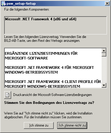setup.exe ausführen Bei Bedarf wird.net 4.