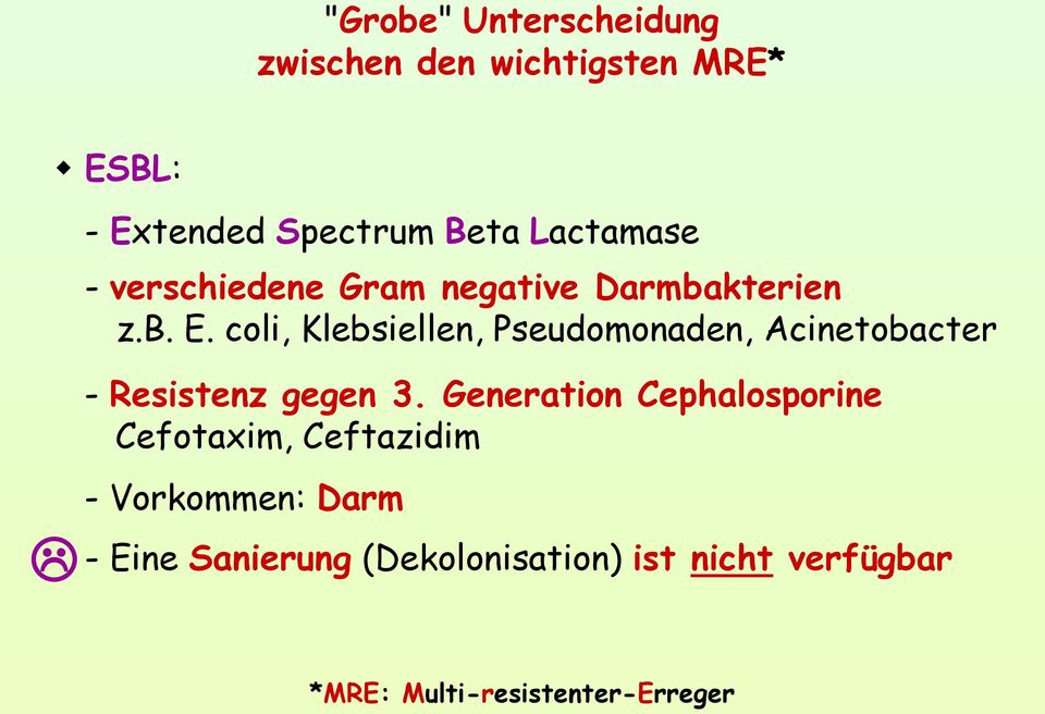 coli, Klebsiellen, Pseudomonaden, Acinetobacter - Resistenz gegen 3.