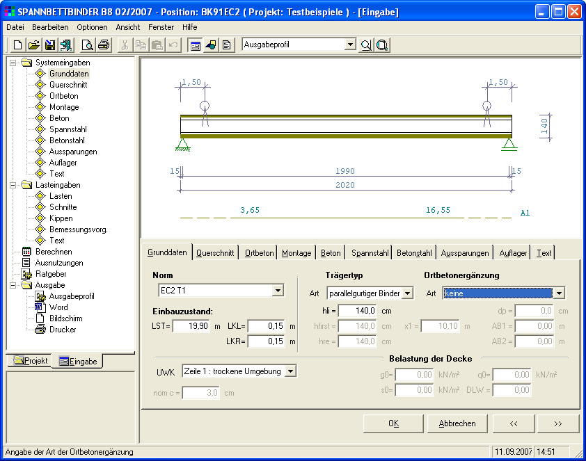 F+L-Software Spannbettbinder B8 Das Programm B8 berechnet Stahlbetonträger und im Spannbett vorgespannte Binder mit sofortigem Verbund oder einzelne Querschnitte nach DIN 1045-1 und EC 2.