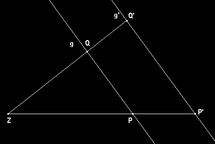 2. Schritt: Wir schieben die Dreiecke so übereinander, dass der Punkt Z für beide Dreiecke am gleichen Ort liegt: ohne Farben: Wichtige Zusatzinformation im neuen Lehrmittel nicht enthalten aus