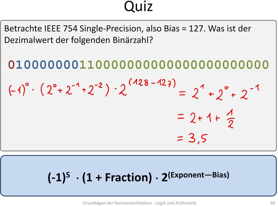 010000000110000000000000000000000 ( 1) S (1 + Fraction) 2