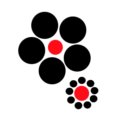 4.) Welcher rote Kreis ist größer? Lasst euch nicht verwirren, denn beide rote Flächen sind gleich groß 4.