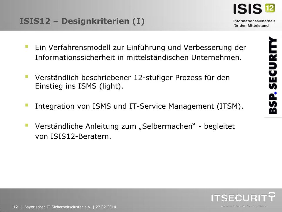 Verständlich beschriebener 12-stufiger Prozess für den Einstieg ins ISMS (light).