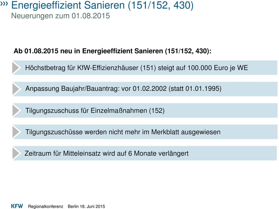 2015 neu in Energieeffizient Sanieren (151/152, 430): Höchstbetrag für KfW-Effizienzhäuser (151) steigt
