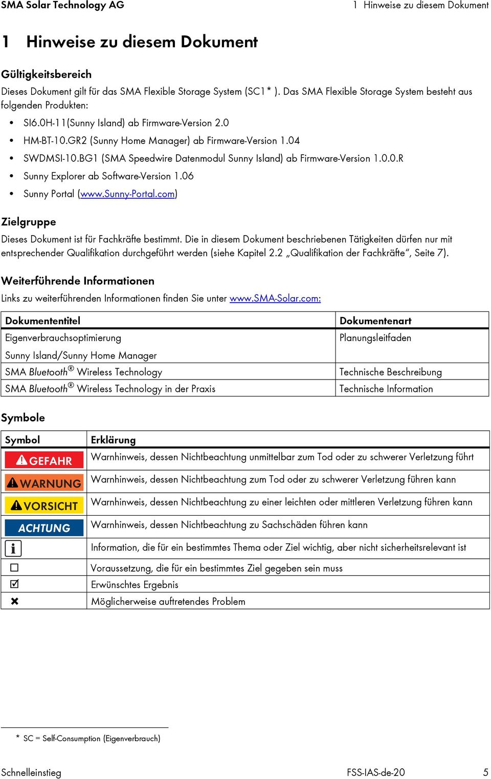 BG1 (SMA Speedwire Datenmodul Sunny Island) ab Firmware-Version 1.0.0.R Sunny Explorer ab Software-Version 1.06 Sunny Portal (www.sunny-portal.