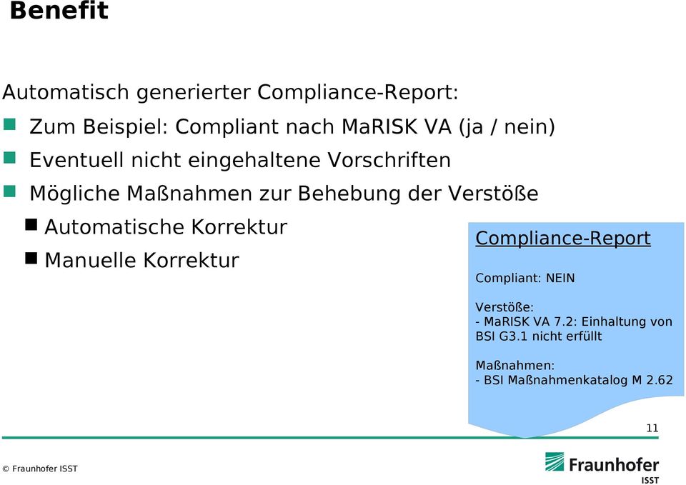 Verstöße Automatische Korrektur Manuelle Korrektur Compliance-Report Compliant: NEIN