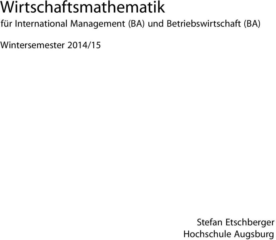 und Betriebswirtschaft (BA)